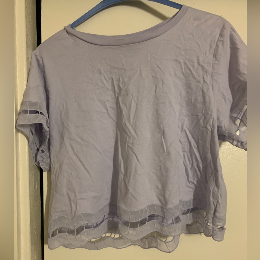 Topshop lilac lavender lace hem top